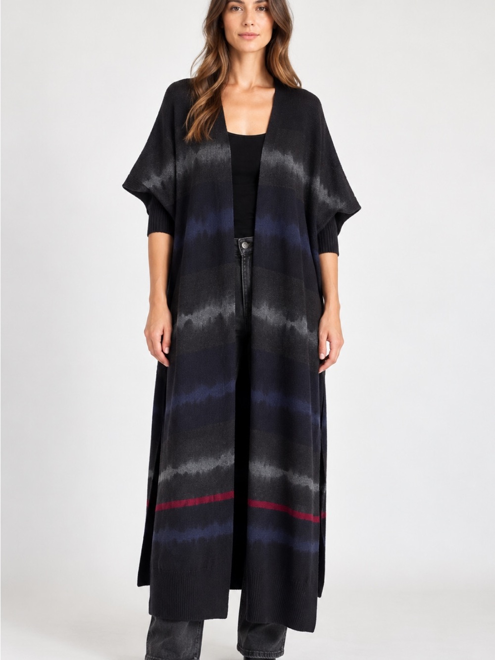 NWT Lovestitch Tie Dye Long Kimono Duster Cardigan Open Front M/L